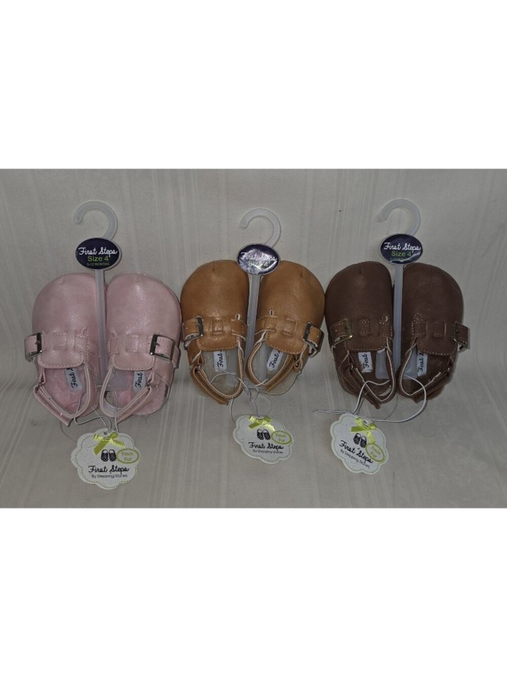 First Steps Faux Leather Fur Sling Back Shoes Clogs BABY Size 4 NEW 3 PAIRS